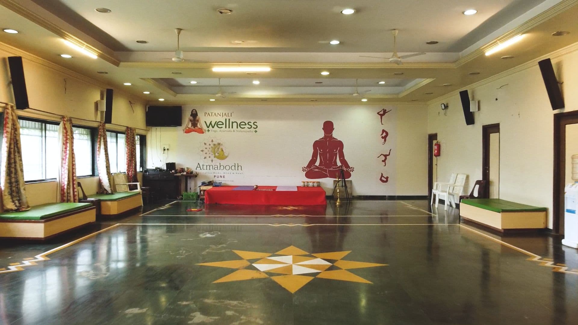 The yoga and training hall at Atmabodh Wellness Center